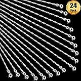 Whaline 24 Pack Silver Plated Chain Necklace 925 Water Ripple Plated Necklace with Spring Clasp for Jewelry Making