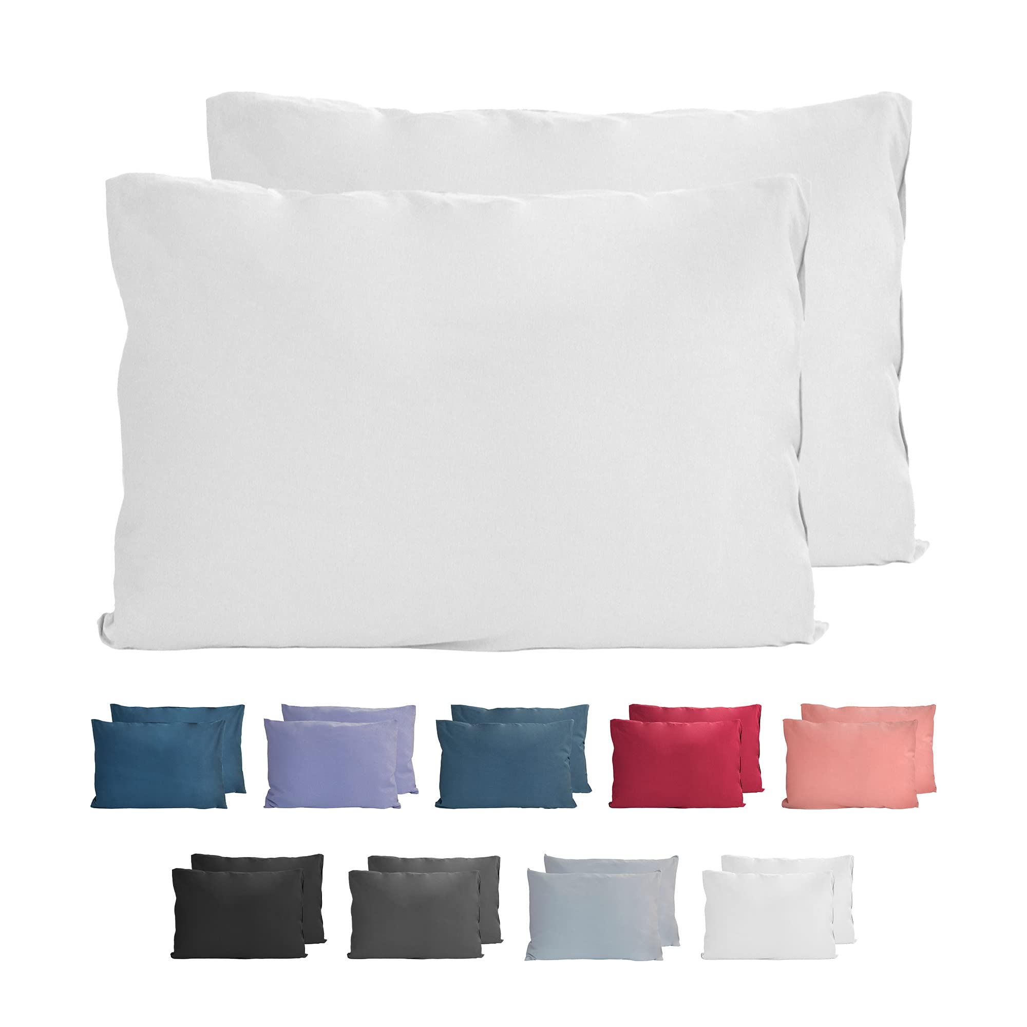 Komfortec 100% cotton pillowcases 40 x 60 cm, set of 2, super soft premium jersey pillowcase 150 g/m², cushion cover, white — image 1