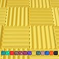 Soundproofing Acoustic Studio Foam - Yellow Color - Wedge Style Panels 12”x12”x2” Tiles - 4 Pack