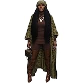 SHINFY Women Open Front Long Cardigans Batwing Sleeves Striped Knit Oversized Sweater Cardigan Outwear with Headbands