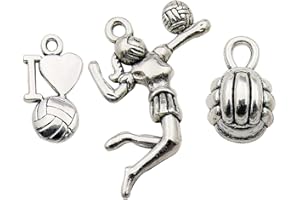 iloveDIYbeads Ball Sports Charms-45pcs Alloy Love Volleyball Ball Sports Fitness Charms Pendants Beads Charms for DIY Jewelry Making Bracelet Necklace Earrings Parts (M322)
