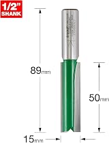Trend CraftPro Straight Two Flute Router Cutter Bit 1/2in Shank 15mm Dia view 2