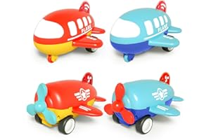 Wanborns 4 pcs Toy Airplane for Toddlers, Planes Toys with Sound and Light, Small Airliner Toys for Introducing Aeronautical Knowledge, Fighter Plane Toys for 1 2 3 4 5 Years Old Boys Gift