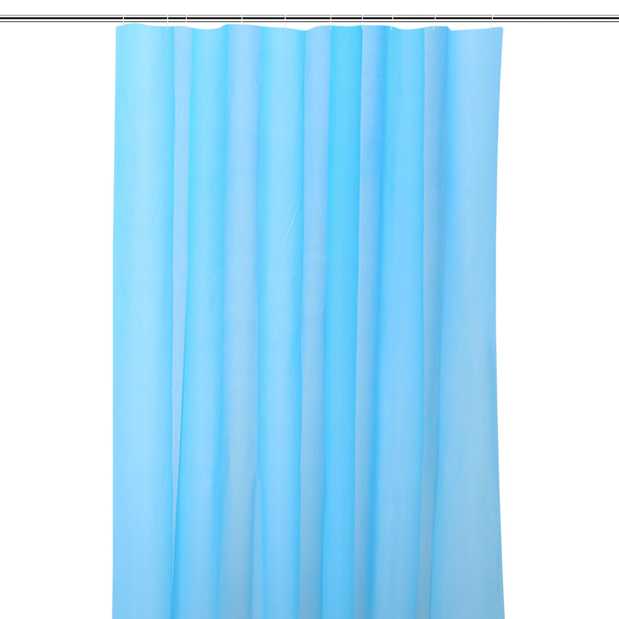 Trimming Shop Shower Curtain With 12 Hooks, Mold and Mildew Resistant 72x72 Inch Long, Washable PEVA Plain Bathroom Curtains, Shower Curtain Liner 180 x 180cm Long, Blue