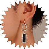 Andelaisi Boho Crystal Square Dangle Earrings Vintage CZ Geometric Square Earrings Black Onyx Square Earrings Personalized Square Stud Earrings Jewelry for Women