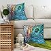 Ablevel Elegant Beautiful Peacock Design Personalized Square Cotton Blend Throw Pillow Case Decor Cushion Covers (Blue)