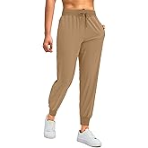 Soothfeel Women's Joggers with Zipper Pockets Lightweight Running Gym Travel Casual Workout Athletic Joggers Pants for Women Dark Khaki