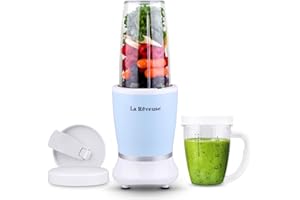 La Reveuse Personal Size Blender 250 Watts Power for Shakes Smoothies Seasonings Sauces with 1 Piece 15 oz Cup,1 Piece 10 oz 