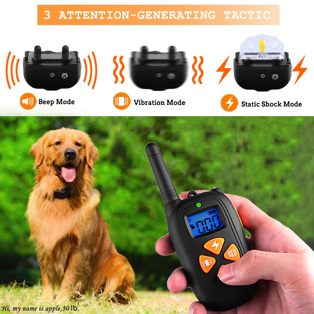 Gtpeak Bark Collar Dog Training Collars[2018 New] for Small Medium Large Breed with 3 Attention-Generating Tactic, Waterproof/Remote/Rechargeable/Harmless E Trainer