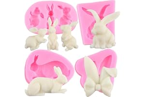 Mujiang Rabbit Fondant Mold Easter Bunny Ears Chocolate Candy Silicone Molds For Cake Decorating Set Of 4