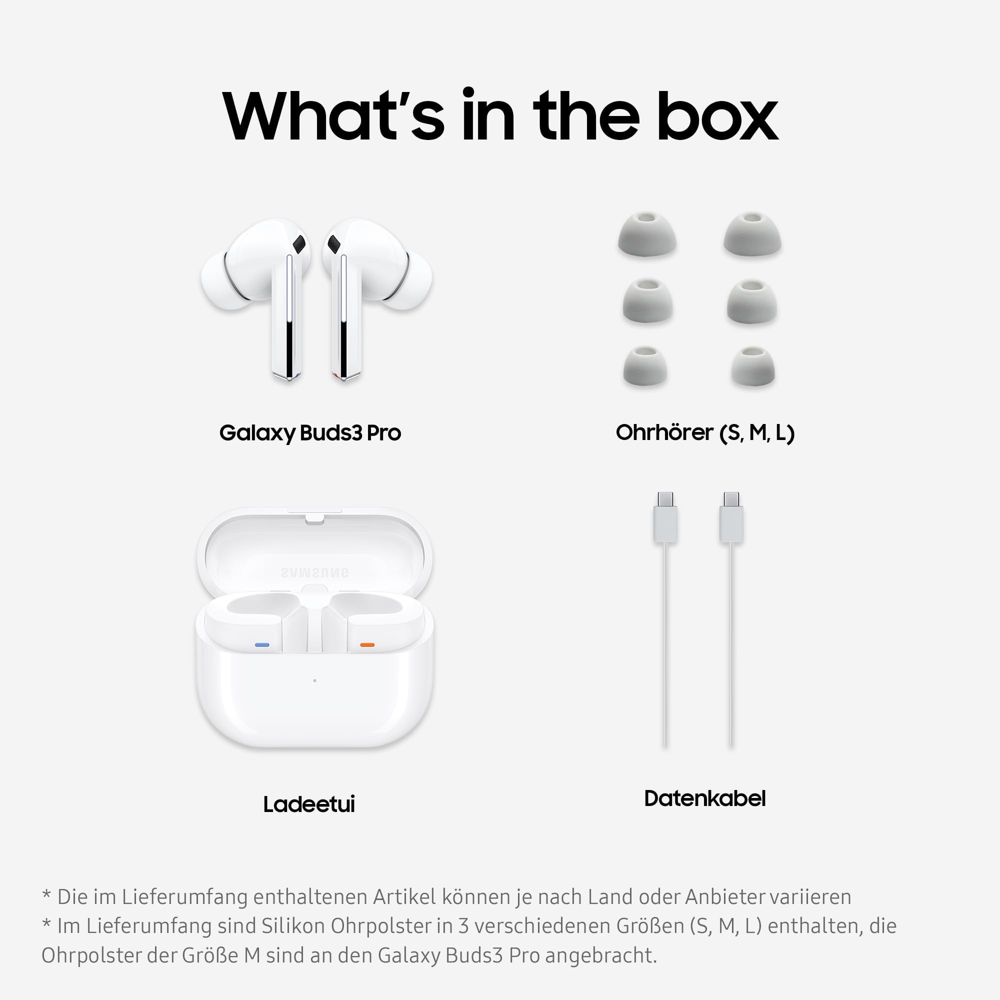 Samsung Galaxy Buds3 Pro Kabellose Bluetooth-Kopfhörer, Active Noise Cancelling (ANC), Adaptive Geräuschunterdrückung, 360 Audio, In-Ear-Kopfhörer mit Hi-Fi-Sound, White, Inkl. Anymode Clear Cover 9