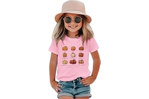 GLIGLITTR Toddler Girls Halloween Thanksgiving Shirt Cute Pumpkin Tshirt Love Joy Peace Letter Tops Spooky Season Fall Outfit