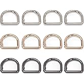 12 Pcs Metal Spring D Rings Key Hooks,Keyring Clip Buckles Clasp Clamps for Belt Backpacks Handbag Purse Strap,Replacement Paracord Keychain Lanyard Leather DIY Accessories Crafts (Black Gold Silver)