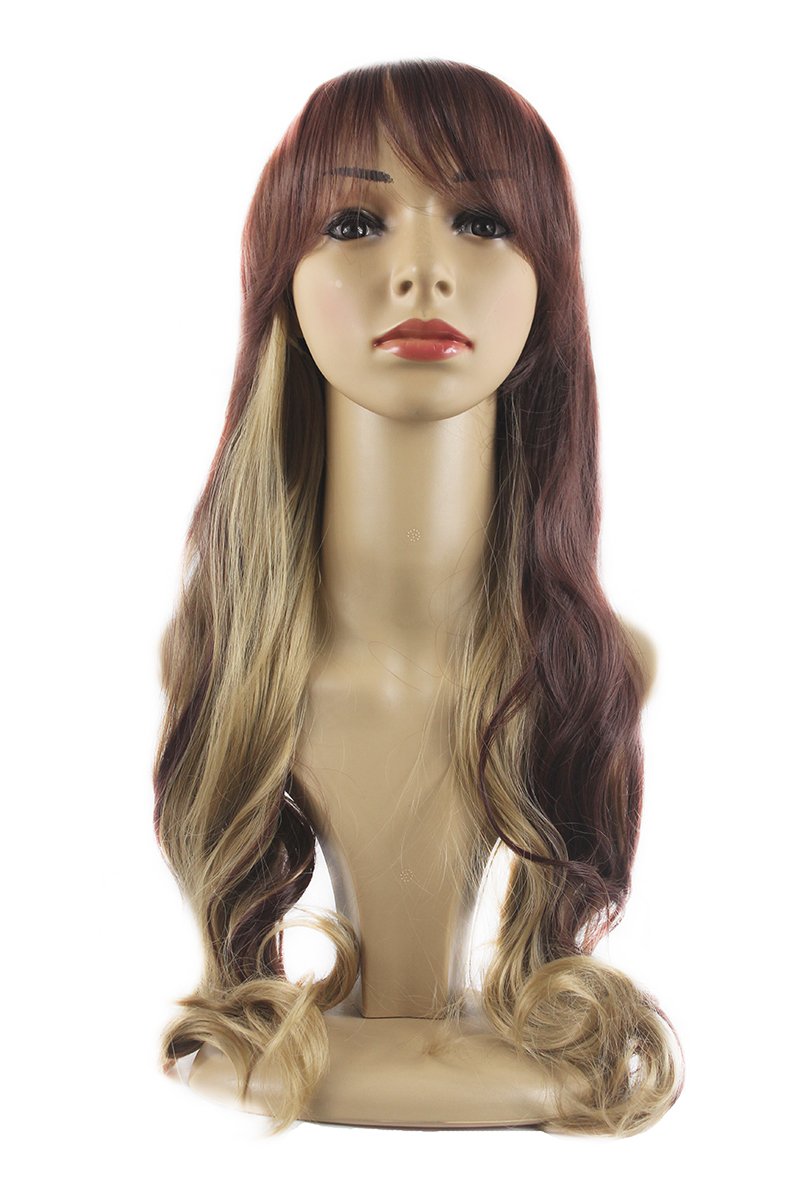 Xiaoyu 65cm Harajuku Style Brown and Golden Mixed Female Curly Cosplay Wig
