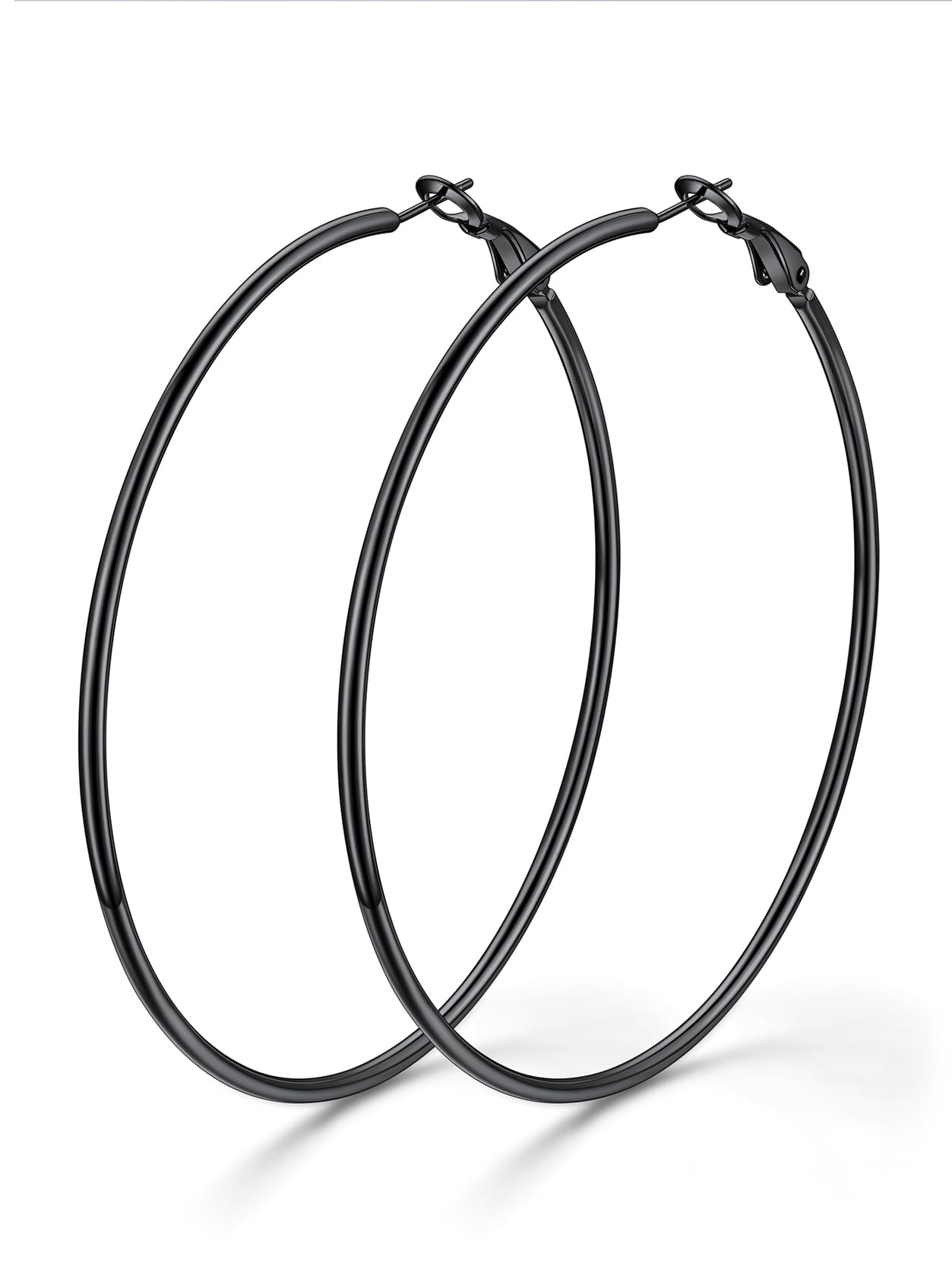 Big Hoop Earrings Womens Black Hoops 70mm Large Hoop Stainless Steel Earrings for Grandma