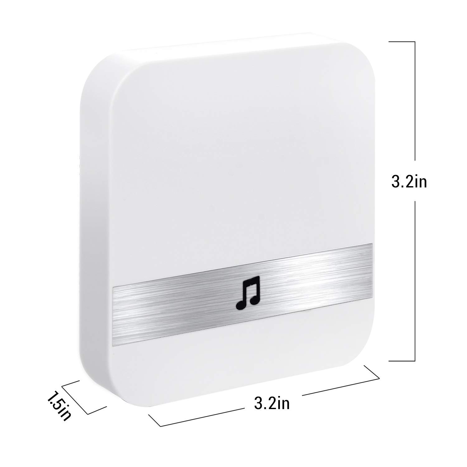 Wireless Doorbell,Remote 500 Feet,52 Chimes, White 1 Plug in with 1 Push Button Kit, Expandable,Waterproof Housing Optional,Battery Powered Emitter,Home/Office/Classroom Usage (Chime + Button)