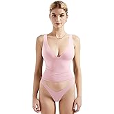 SUUKSESS Women Sexy V Neck V Back Tank Top Summer Sleeveless Going Out Double Lined Basic Tops