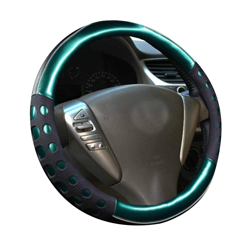 Istn Unisex's High-Grade Durable Leatherette Material And Slip Resistance Universal Steering Wheel Cover Car Auto Accessories Decor 38cm Green