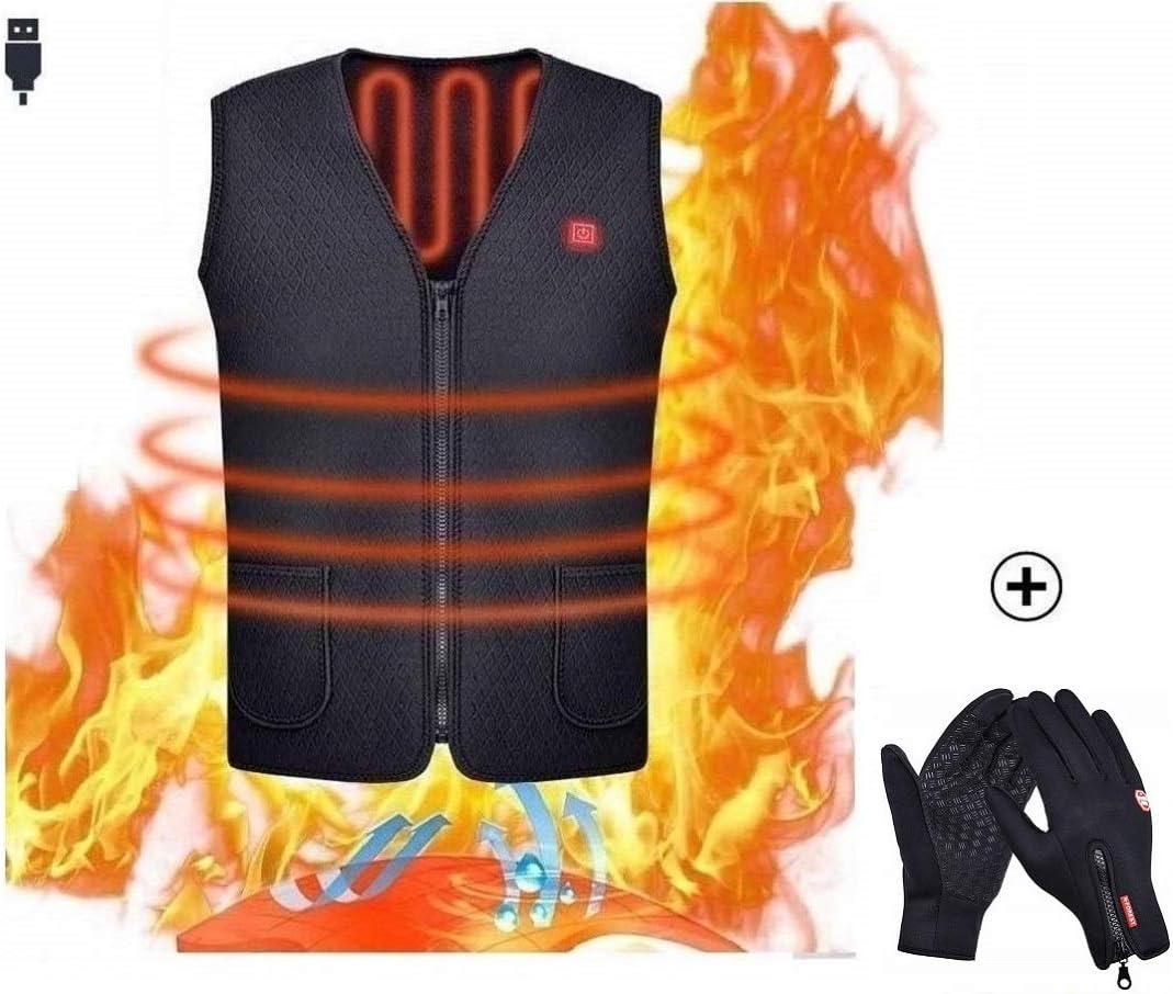 Veste Chauffante USB Homme/Femme - Batterie 10000mAh - 5 Zones Chauffantes - 3 Niveaux Température