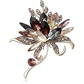 Teyolo Rhinestone Brooch Pin for Women Elegant Crystal Flower Bouquet Brooches Lapel Pin Wedding Party Dress Accessories for Wife Mom Birthday Gifts