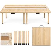 Sicrifety 60" x 30" Low Floor Picnic Table, Picnic Table with Runner, | Folding Wood Table for Beach, Camping &amp; Everyday Home Use, Durable Design(Large Size for 6)