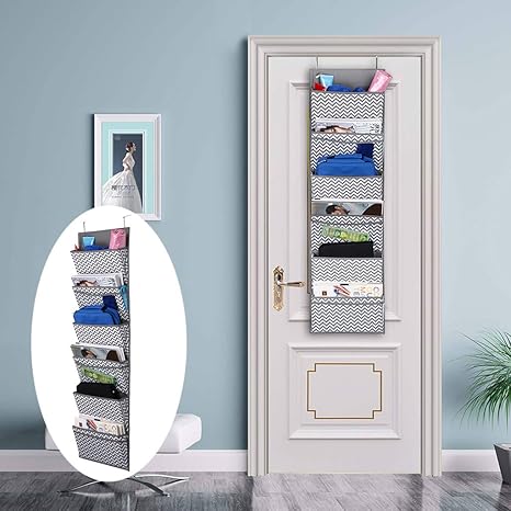 Amazon Sumnacon ドア 吊り下げ収納ポケット ウォールポケット 壁掛け収納ポケット 6段 布製 ドア掛け ドアハンガー クローゼット 収納 吊り下げ 雑誌 衣類 タオル 靴下 小物収納 6個のポケット ウォールポケット オンライン通販