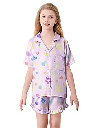 Umeyda Girls Satin Silky Collar V Neck Ruffle Short