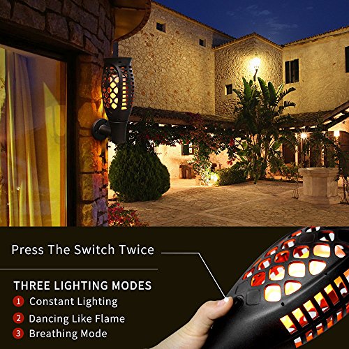 MZD8391 Waterproof Solar Torch Lights, Upgraded Dancing Flame Solar Garden Path Light, Outdoor Garden Decorations Landscape Pathway Light With Auto On/Off Dusk to Dawn (2 Pack) - Thumbnail 3