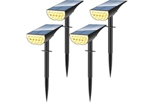 ZOOKKI Solar Spot Lights Outdoor, Solar Lights Outdoor Waterproof IP65, 3 Brightness Modes Dusk to Dawn Landscape Spotlights for Yard Garden Pathway Tree Decoration, Warm White, 4 Pack