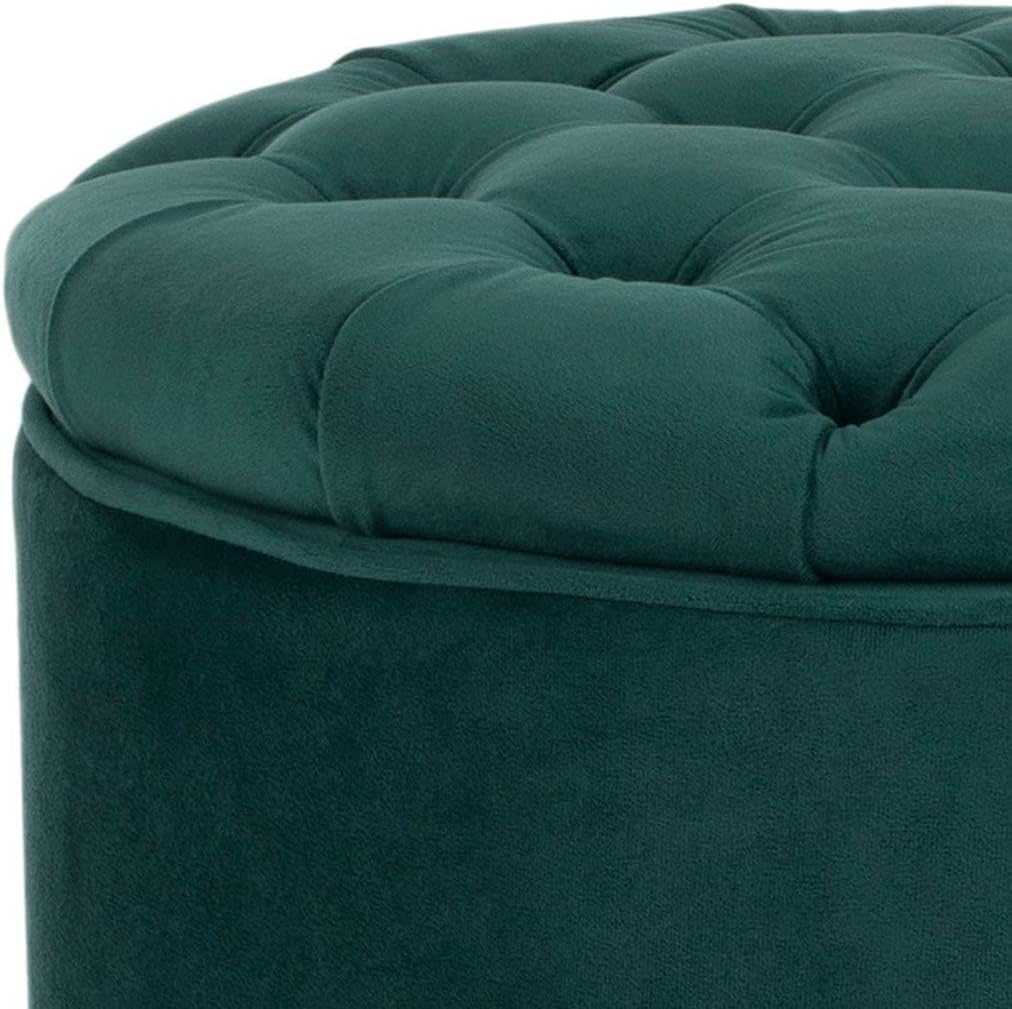 SAFAVIEH Upholstered Ottoman, in Marine, 55 X 55 X 50, Emerald, 52D x 52W x 49.8H cm - Image 4