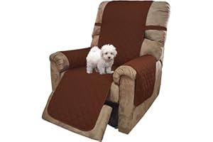 U-NICE HOME Recliner Chair Covers Reversible Chair Cover Pet Covers for Dogs with Elastic Straps Water Resistant Diamond Quilted (23''Recliner Small, Brown/Beige)