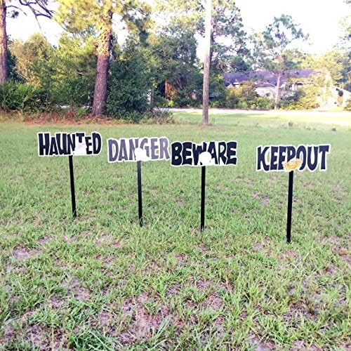 Halloween Poster signs Set "Beware" Keep Out" Haunted" Danger" 4 Piece Set