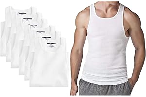 Different Touch 6 Pack Men's Big and Tall Muscle Ribbed Tank Tops A-Shirts Underwear Shirts