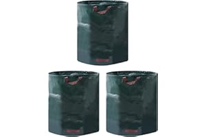 DOONARCES 3Pcs 32 Gallon Reusable Garden Waste Bags Foldable Outdoor Yard Leaf Trash Bags Freestanding Container Bag with Handles Lawn Patio Waste Bags for Loading Leaf Trash, Green (3Pcs/32Gal)