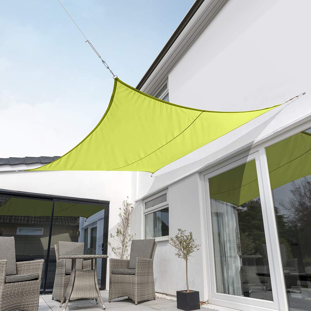 Kookaburra Waterproof Garden Sun Shade Sail Canopy in Lime 98% UV Block (3m Square)