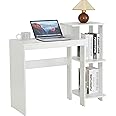 ROCKPOINT Efficient Small White Computer Desk with Slot and Printer Shelves, for Small Home Office Bedroom, Homework and School Studying Writing Desk for Student with IPAD Slot, Laptop Desk