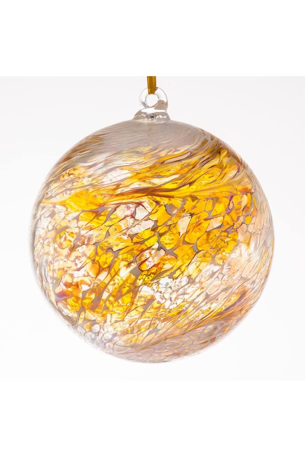 Sienna Glass Christening Friendship Ball – Handcrafted Glass Ornament with Ribbon – Unique Gift for Baby's Baptism or Naming Ceremony