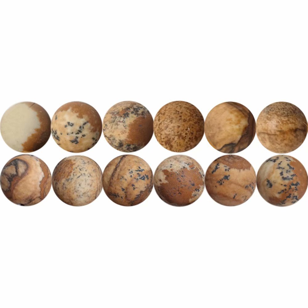 Matte Stone Beads for Jewellery Making Supplies Natural Picture Jasper 6mm Round Beads One Strand 15 Inch APX 60 Pcs