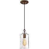 Westinghouse Lighting 6371300, Barnwood Finish with Clear Textured Glass Carmen One-Light Indoor Mini Pendant, one Size