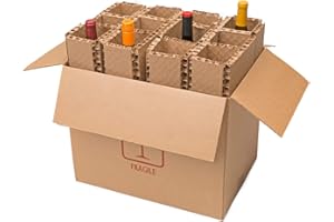 U-Haul Corrugated 12 Bottle Wine Shipping, Moving, & Packing Kit - Includes a 17-7/8” x 12-1/8” x 14-1/2” Box & Corrugated Protection Inserts