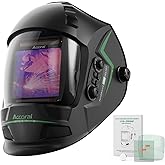 Accoral 3.94" x 3.66" Large Viewing Hemispherical lense Welding Helmet,1/1/1/1 True Color Auto Darkening Welding Hood Mask,4 Arc Sensor Wide Shade for TIG MIG ARC Plasma Cut,Grinding