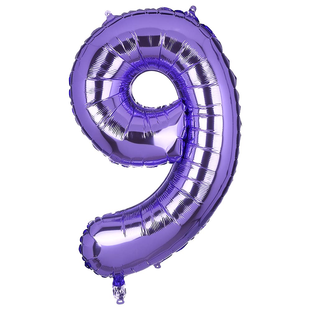 100 cm Large Purple Number 9 Foil Balloon Foil Mylar Giant Girl Helium Balloons Birthday Party Decoration Supplies Baby