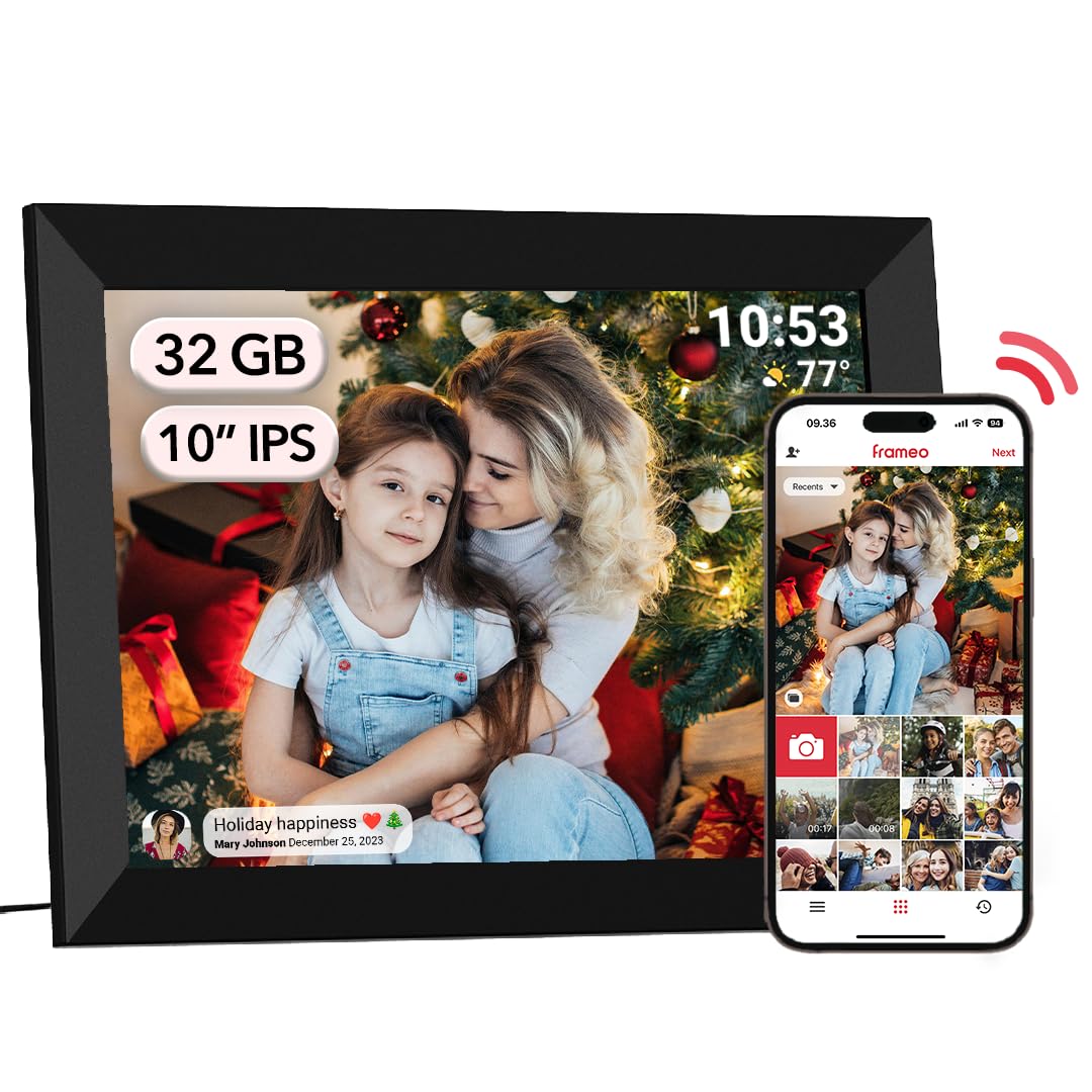 Photo 1 of 10.1Inch WiFi Digital Picture Frame IPS Touch Screen HD Disply,Video Clips and Slide Show,Auto-Rotate, Wall Mountable,Send Photos Instantly from Anywhere with via Frameo APP (10.1 INCH)