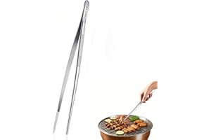 ZJINAKJ 12 Inch Kitchen Tweezers, 18/8 Stainless Steel Metal Fine Tweezers Tongs, Extra-Long Cooking Tongs Tweezers for BBQ, 
