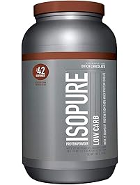 Isopure Low Carb Protein Powder, 100% Whey Protein Isolate, Flavor: Dutch Chocolate, 3 Pounds (Packaging May Vary)