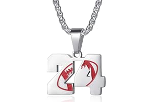 Rehoboth Football Rugby Jersey Number 0-99 Pendant Necklace for Boys Girls Women Men 22+2 Inch Adjustable Stainless Steel Chain