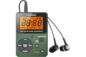 LIJIANI Pocket AM FM Radio Portable with Best Reception,Power by AAA Battery Mini Digital Tuning Walkman Radio with Stereo Earphone,Large LCD Screen and Lock Screen for Walk/Jogging/Gym/Camping RD231