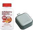 SmartyPants Kids Complete Multivitamin, 180 Gummies Bundle with Long Glacier Pill Oragnizer, Small Cute Pill Container for Medicine, Vitamins, Fish Oils, Supplement, Green