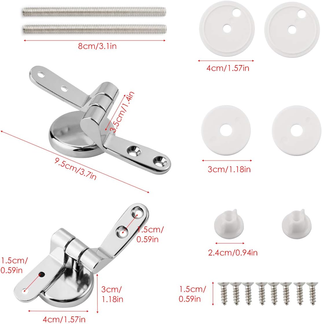Locisne 1 Pair Toilet Seat Hinges,Universal Adjustable Zinc Alloy Finished Replacement Toilet Seat Hinges Fittings for Toilet Seats DIY Repair Kit - Image 3