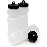 Rolling Sands USA Made 24 oz Sports Squeeze Water Bottles, 3 Pack, BPA-Free, Easy Drink One Way Flow Valve, Fits Most Bike Cages, Dishwasher Safe, Durable, Reusable and Lightweight, Clear Frost